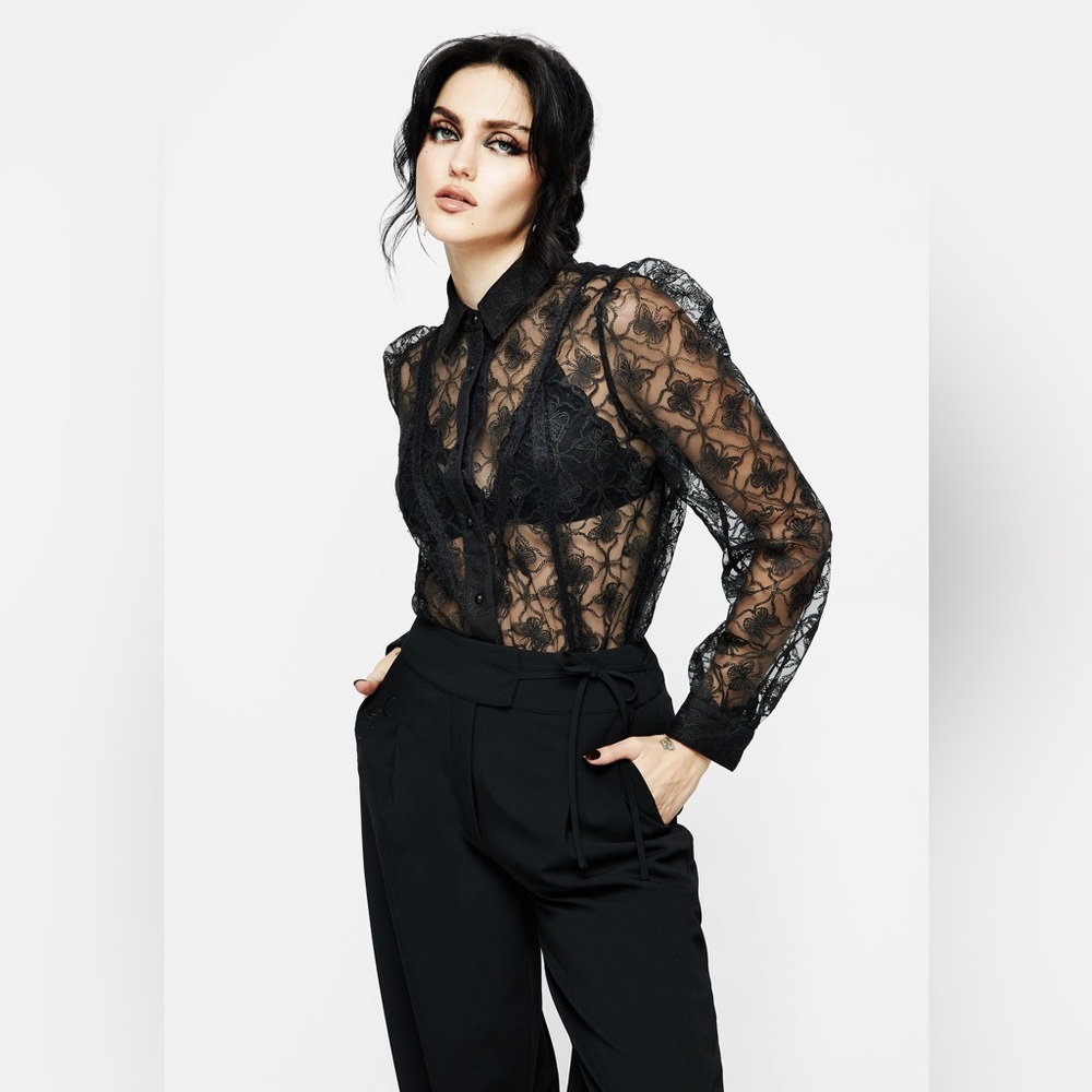 NWT Disturbia Chrysalis Butterfly Lace Shirt US 8 / UK 12